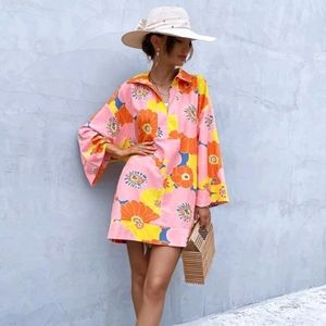 3/$30! NWOT Retro Floral Dress Top Tunic Blouse